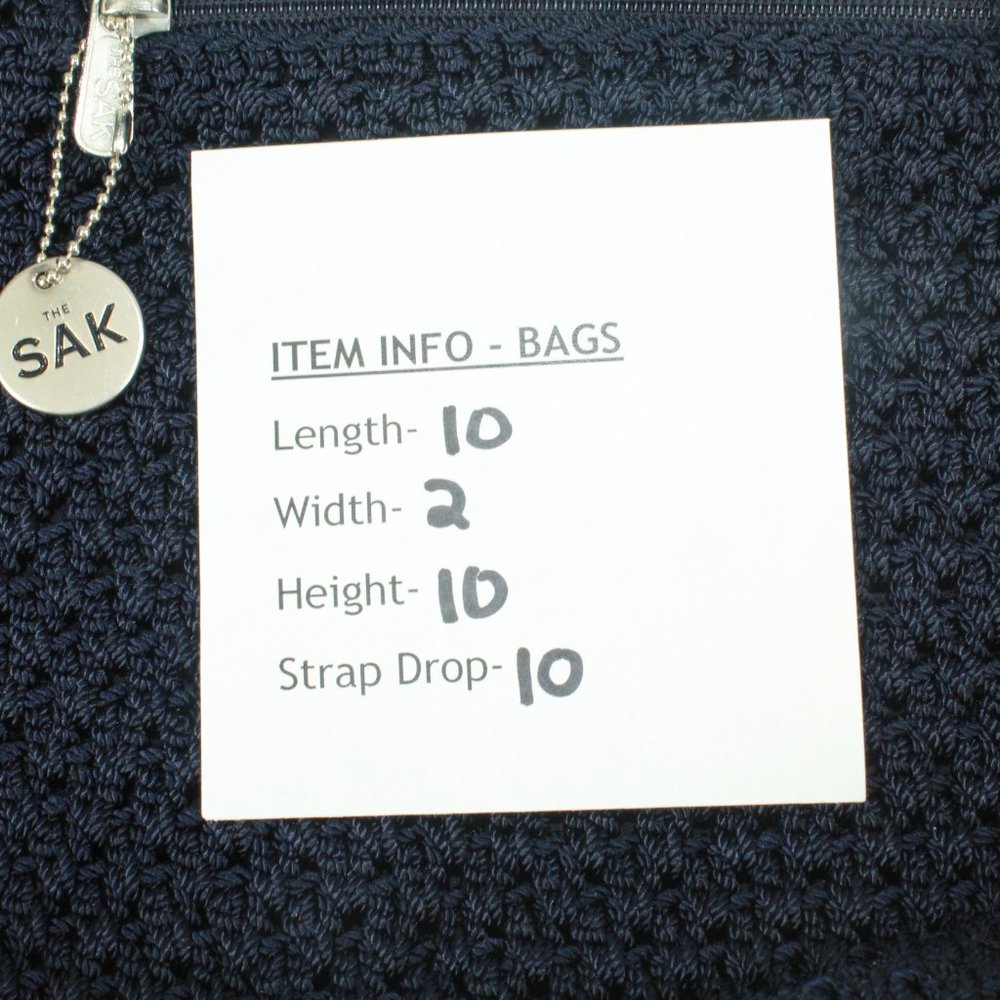 The Sak Blue Crochet Zipper Side Pocket Lined Tote Shoulder Handbag - Picture 9 of 9